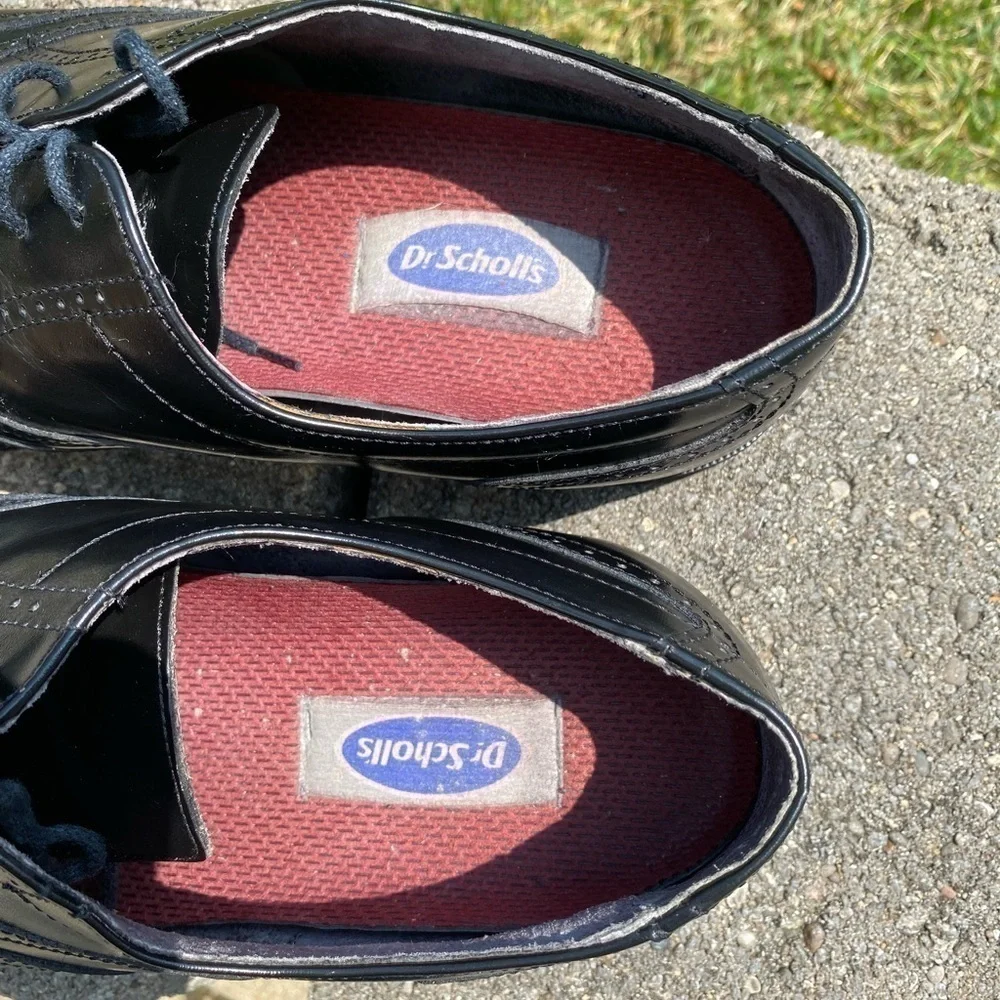 MENS DR. SCHOLLS~WINGTIP~BLACK OXFORD~ORTHOTIC~COMFORT~DRESS SHOES~SIZE 10.5~BR